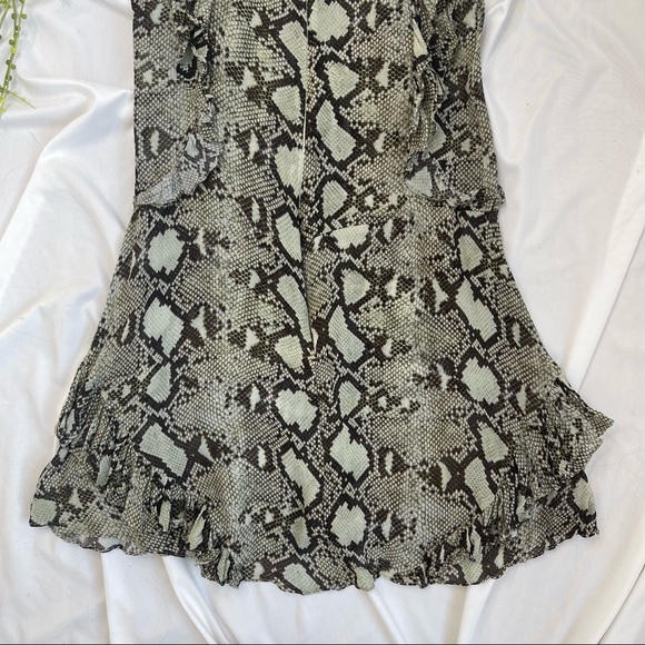 Pam & Gela Python Snake Print Flutter Sleeve Georgette Sheer Animal Mini Dress 0 - Picture 9 of 10